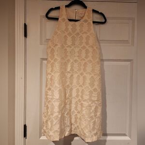 Everly Cream Colored Lace Overlay Sleeveless Dress L
